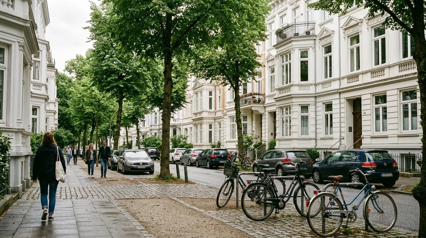 Straßenbild im Bezirk Eimsbüttel, Hamburg