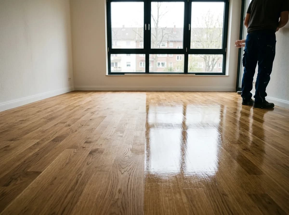 Holzboden wird mit Öl oder Versiegelung behandelt